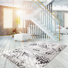 Afbeelding in Gallery-weergave laden, Floraya - Vloerkleed Agadir - Wit/Zwart - Diverse afmetingen - 17mm dik - Laagpolig