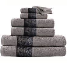 Afbeelding in Gallery-weergave laden, Floraya - Handdoekenset 8 delig - Grijs - 100% katoen - met sierrand