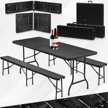 Afbeelding in Gallery-weergave laden, Floraya - Partyset 3-delig - Inklapbare partytafel + 2 inklapbare banken - Zwart