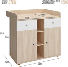 Afbeelding in Gallery-weergave laden, Floraya - Babycommode - 90x69x92 cm (LxBxH) - MDF
