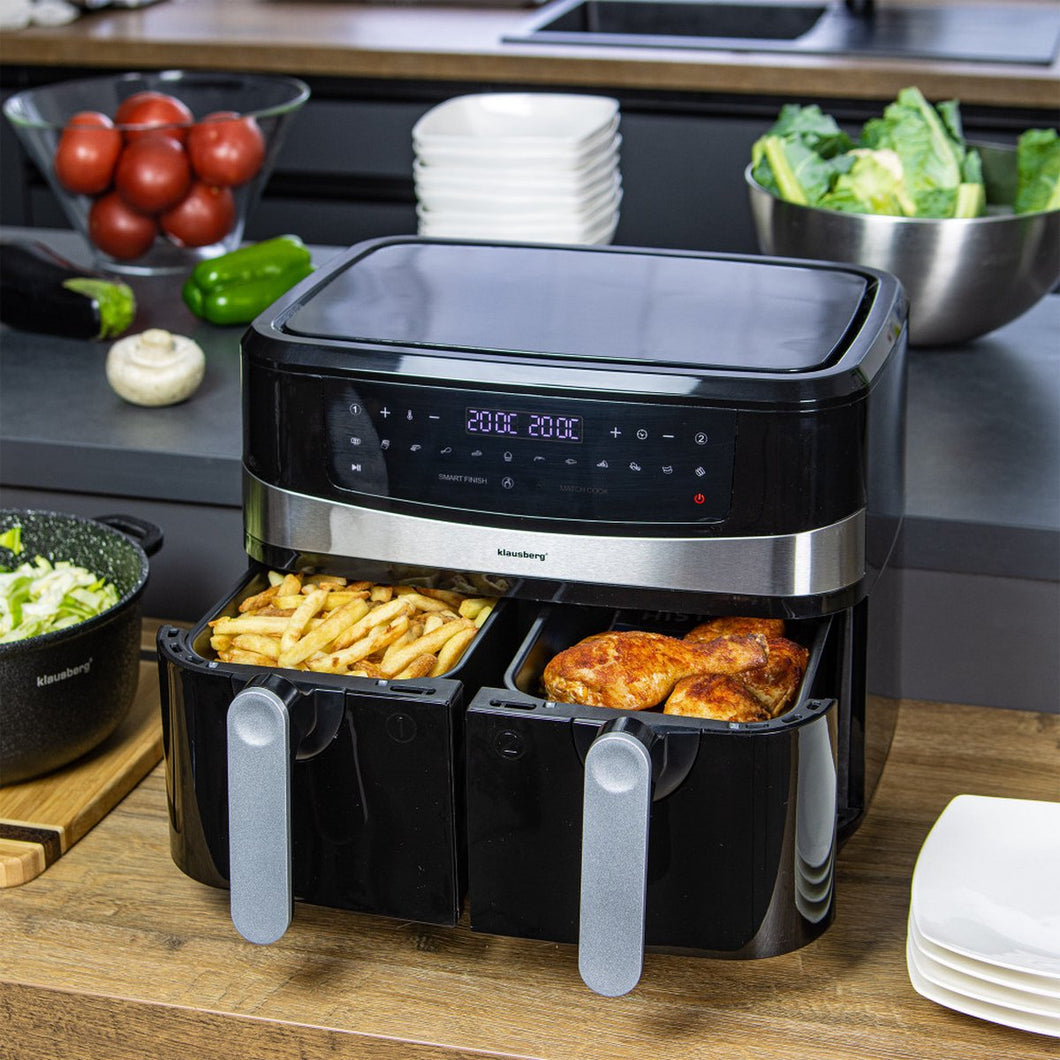 Floraya - airfryer met 2 lades - Klausberg - 2x 4,5L mand - 1750W