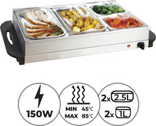 Afbeelding in Gallery-weergave laden, Floraya - Elektrische Buffetwarmers - 2x2,5L + 2x1L bak - RVS

