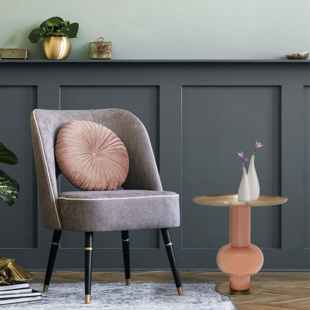 Floraya - Bijzettafel Art Deco - Perzik/Goud - 50x50x50 cm