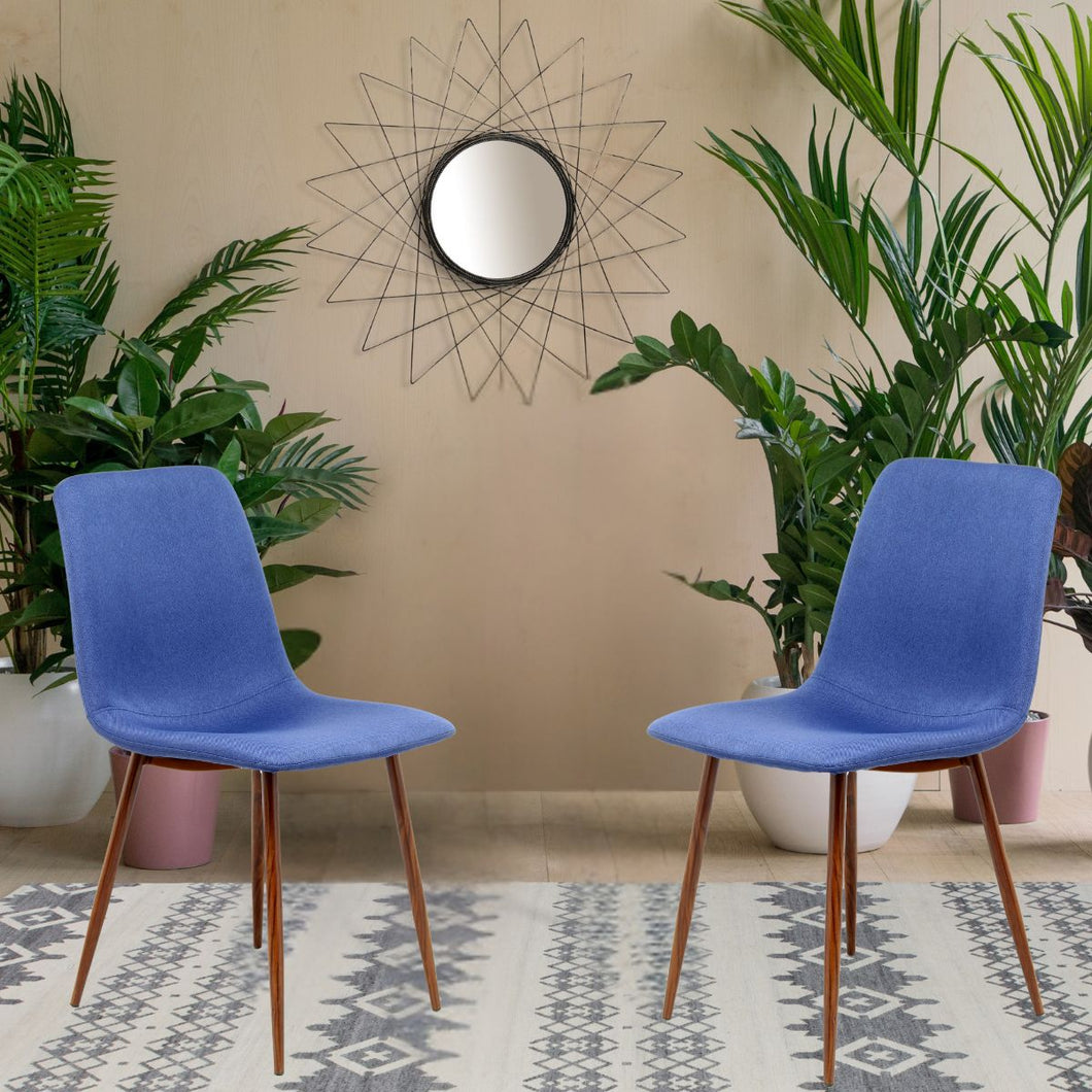 Floraya - Set 2 Eetkamerstoelen Maggie - Blauw - Maximale draagkracht 120KG