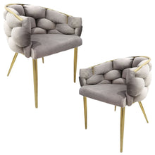 Afbeelding in Gallery-weergave laden, Floraya - Set 2 eetkamerstoelen Grace - Taupe/Goud - Draagkracht 150KG
