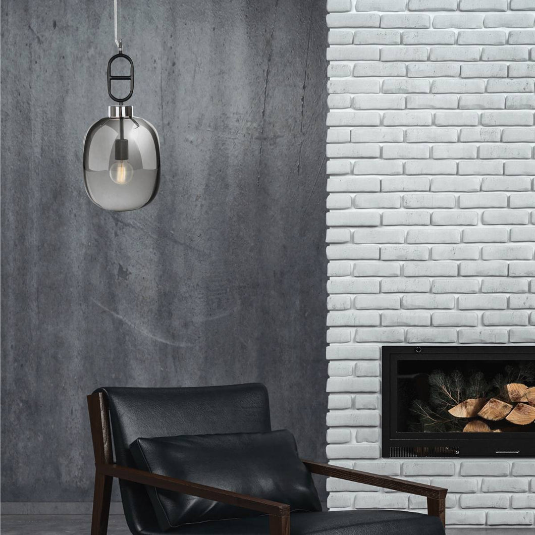 Floraya - Glazen Hanglamp Juno - Grijs/Zwart - 25x25x40 cm