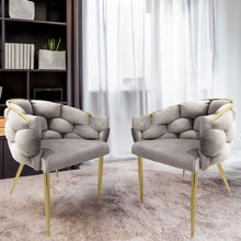 Afbeelding in Gallery-weergave laden, Floraya - Set 2 eetkamerstoelen Grace - Taupe/Goud - Draagkracht 150KG
