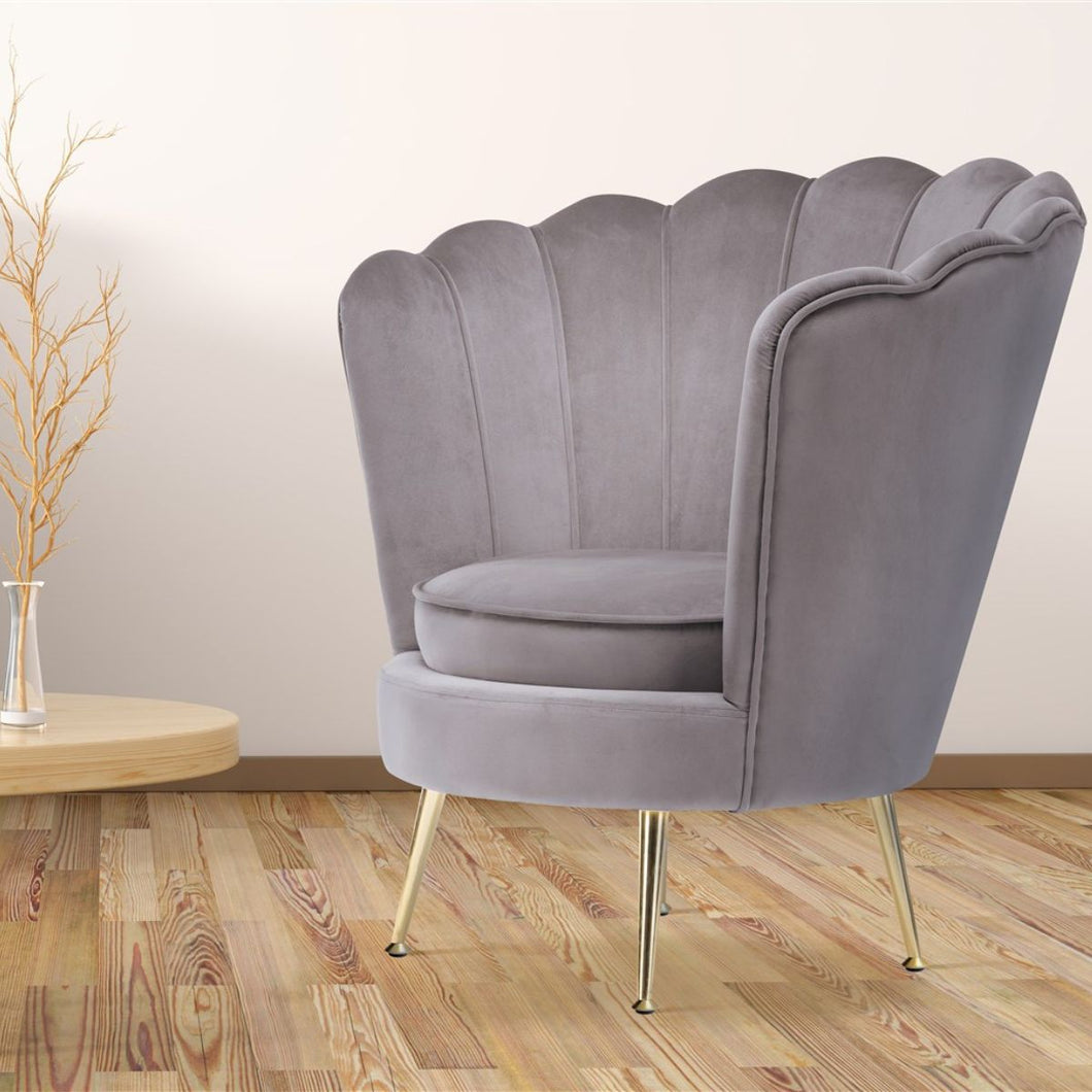 Floraya - Fauteuil Barbara - Grijs/Goud - Draagkracht 120KG