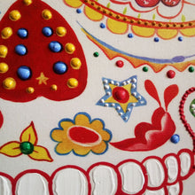 Afbeelding in Gallery-weergave laden, Floraya - Olieverf schilderij - Dia de los Muertos schedel - 90x90x38 cm
