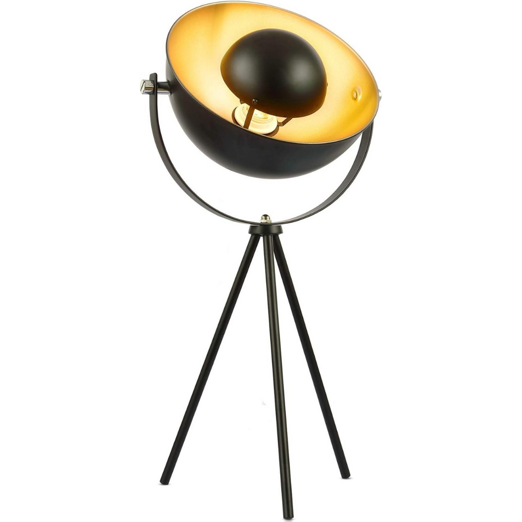 Tafellamp op statief - Industrieel design - 60W - Zwart/Goud