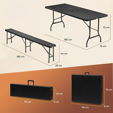 Afbeelding in Gallery-weergave laden, Floraya - Partyset 3-delig - Inklapbare partytafel + 2 inklapbare banken - Zwart
