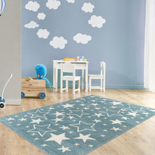 Afbeelding in Gallery-weergave laden, Floraya - Vloerkleed - Shooting Stars - Blauw/Wit - 80x150cm - Laagpolig
