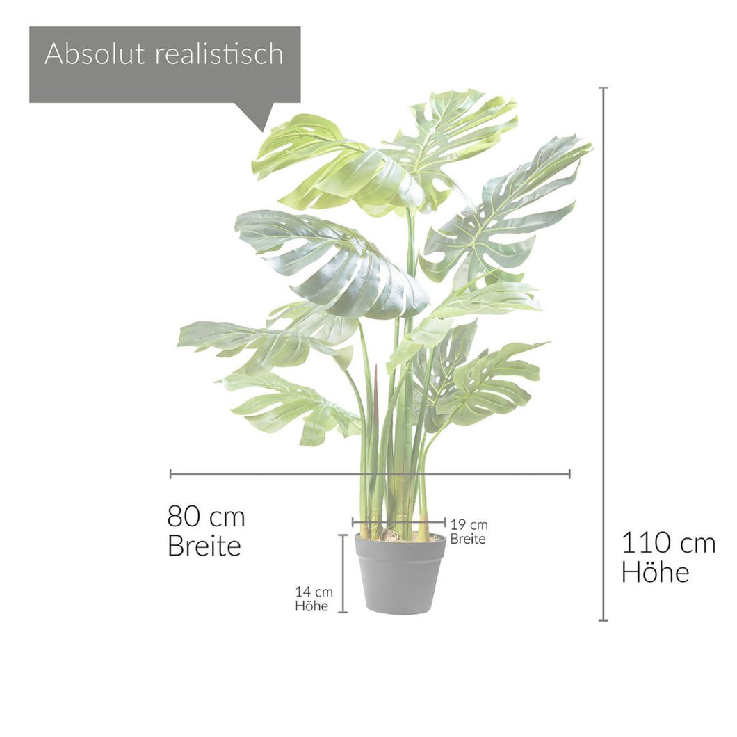Kunstplant - Monstera Deliciosa - Gatenplant - 80x80x110 / 90x90x150 cm