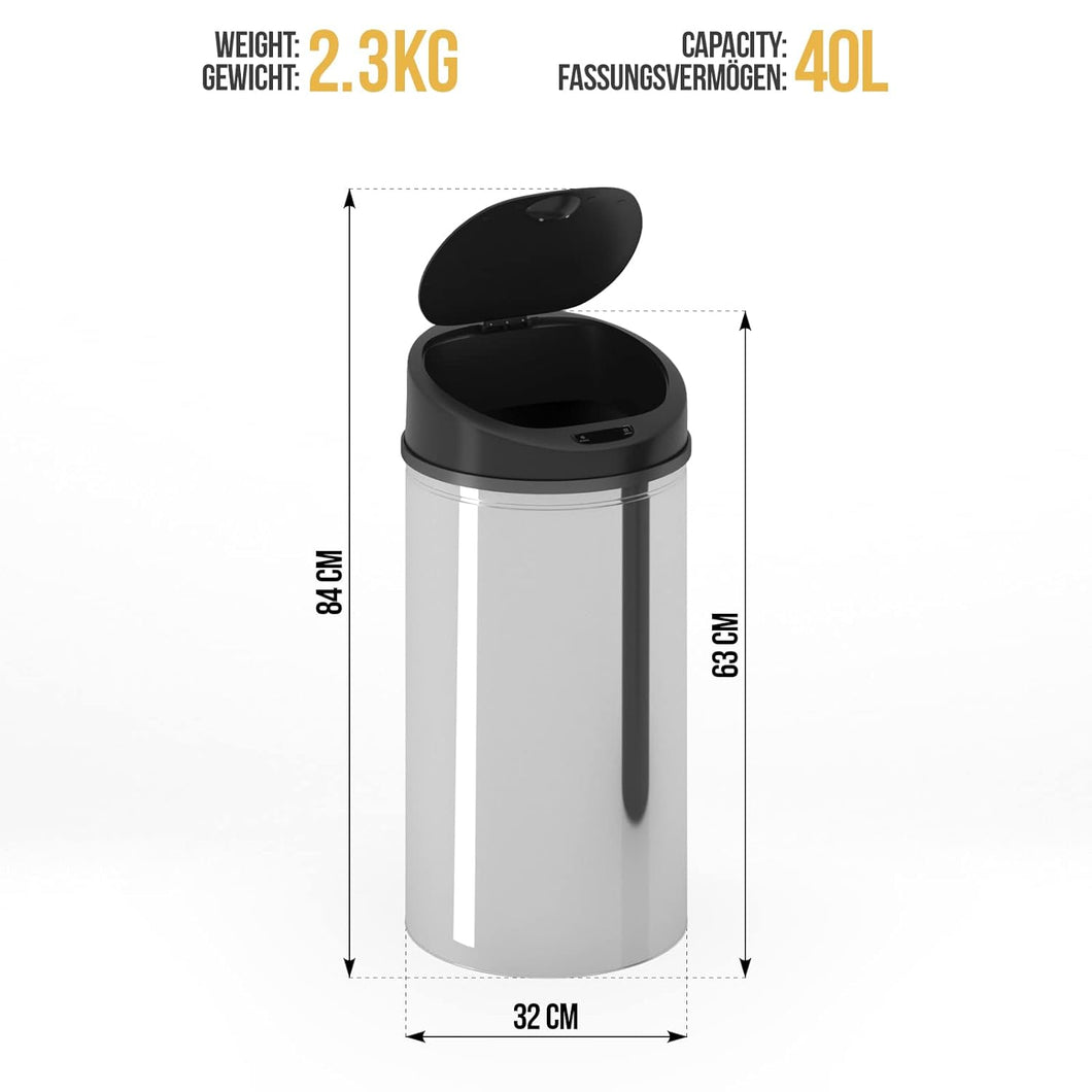 Afvalbak met sensor - 30/40/50 of 60L - In de kleuren Zwart, Wit of Zilver