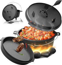 Afbeelding in Gallery-weergave laden, Floraya - Dutch Oven braadpan - Gietijzer - 4.2, 7.3 of 9 Liter - met Voetjes - Zwart
