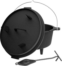 Afbeelding in Gallery-weergave laden, Floraya - Dutch Oven braadpan - Gietijzer - 4.2, 7.3 of 9 Liter - met Voetjes - Zwart
