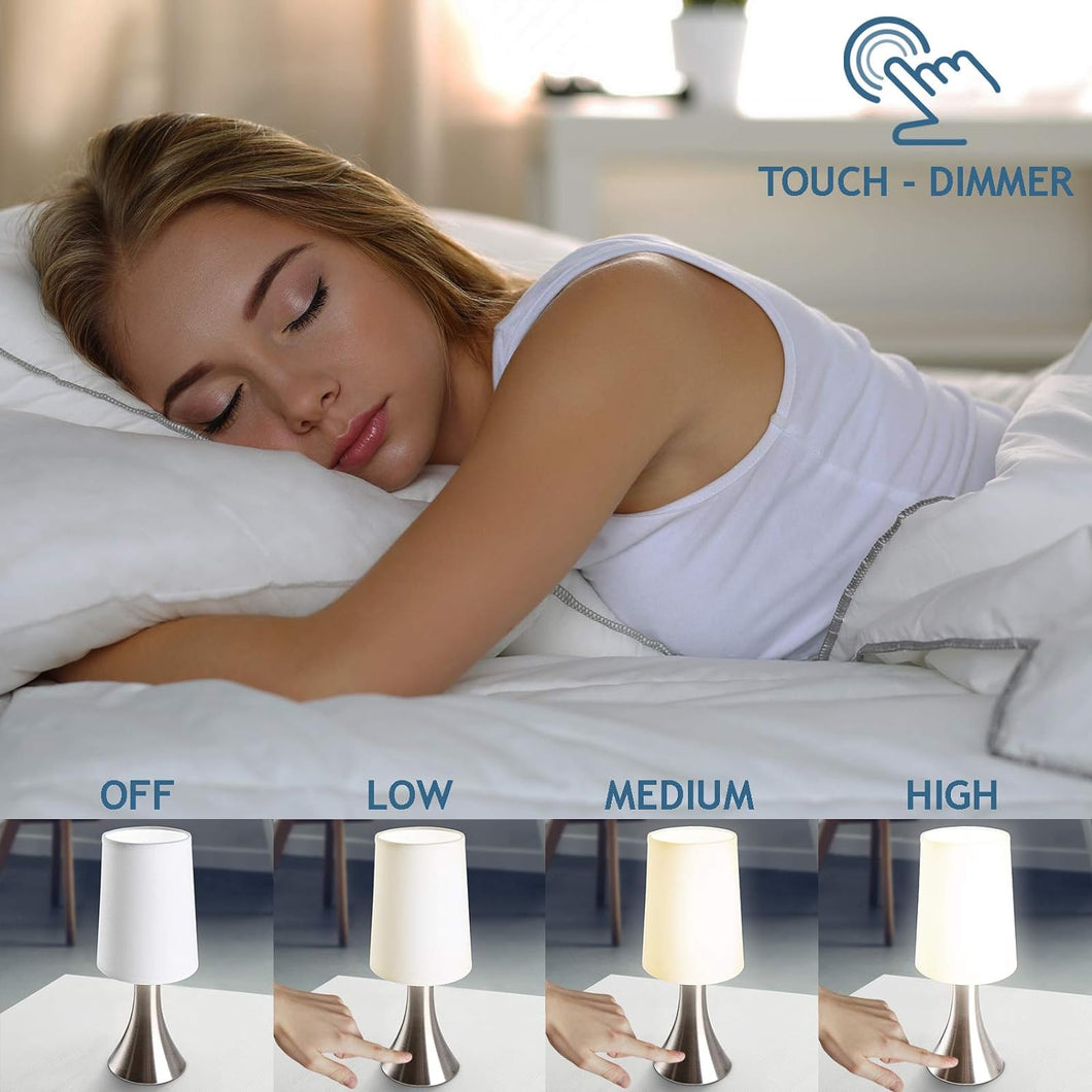 Set 2 Dimbare tafellampen / nachtlampen - met touch sensor - 40W - Wit/Chroom