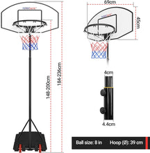 Afbeelding in Gallery-weergave laden, Mobiele Basketbalstandaard Rood of Zwart - Inclusief bal en pomp
