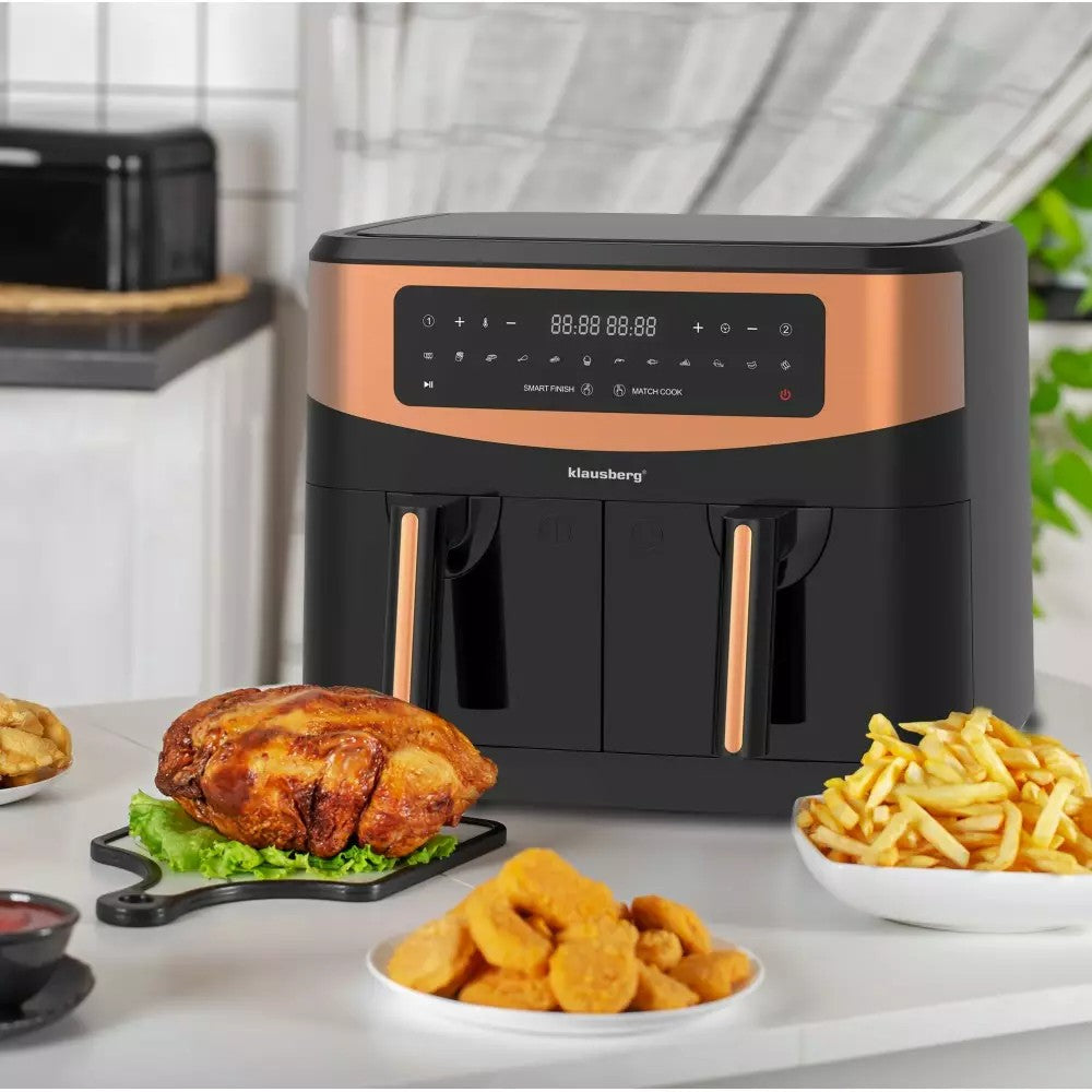 Floraya - airfryer met 2 lades - Klausberg - 2x 4,5L mand - 1750W