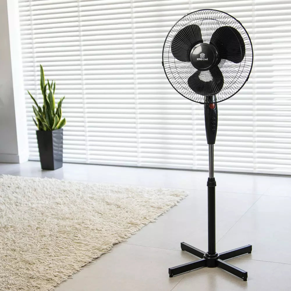 Floraya - Staande ventilator - Zwart - Hoogte 100-120cm hoog - 3 standen